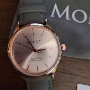 Brand new, never-worn Monroe rose gold watch